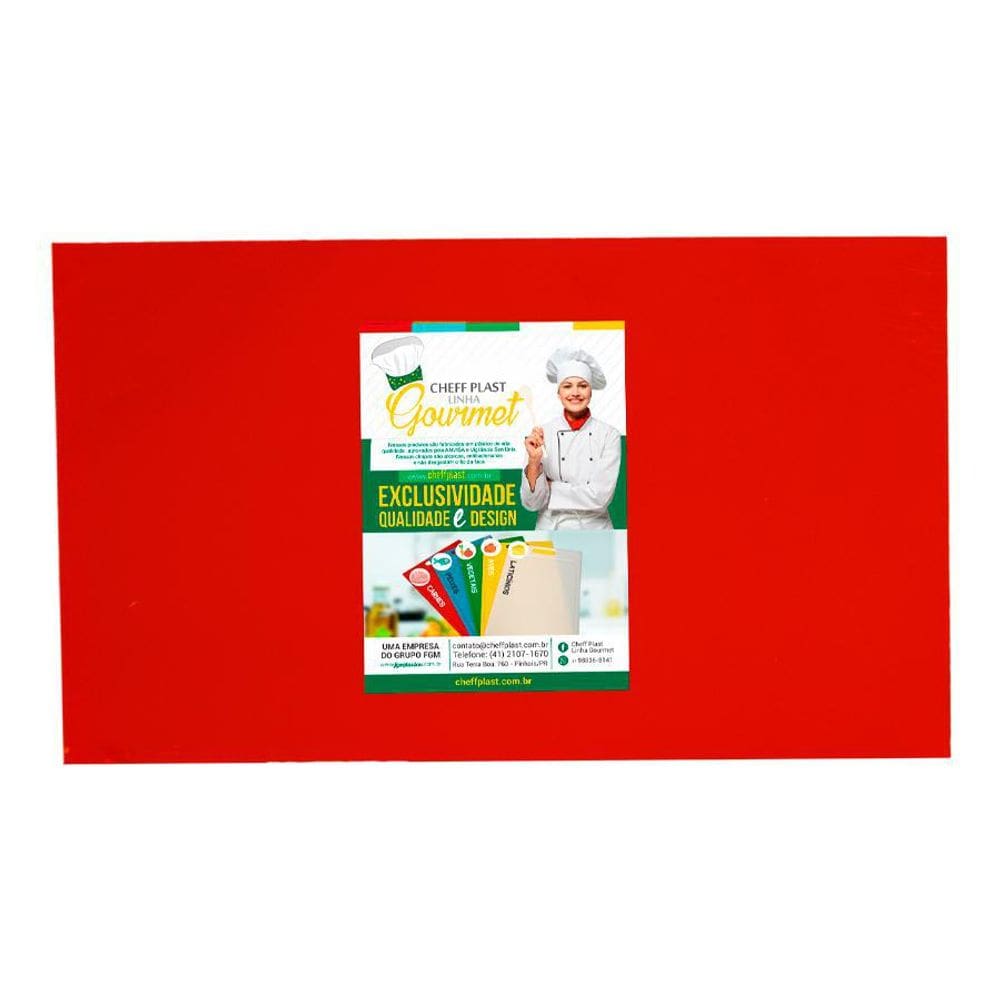 Tábua De Corte Liso Polietileno Pead Vermelha 08X250X330Mm