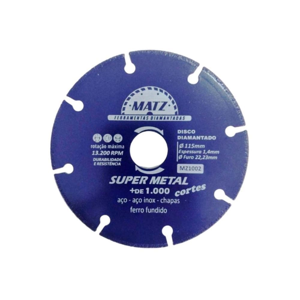 Disco De Corte Esmerilhadeira Para Aço 115Mm X 22,23Mm Matz