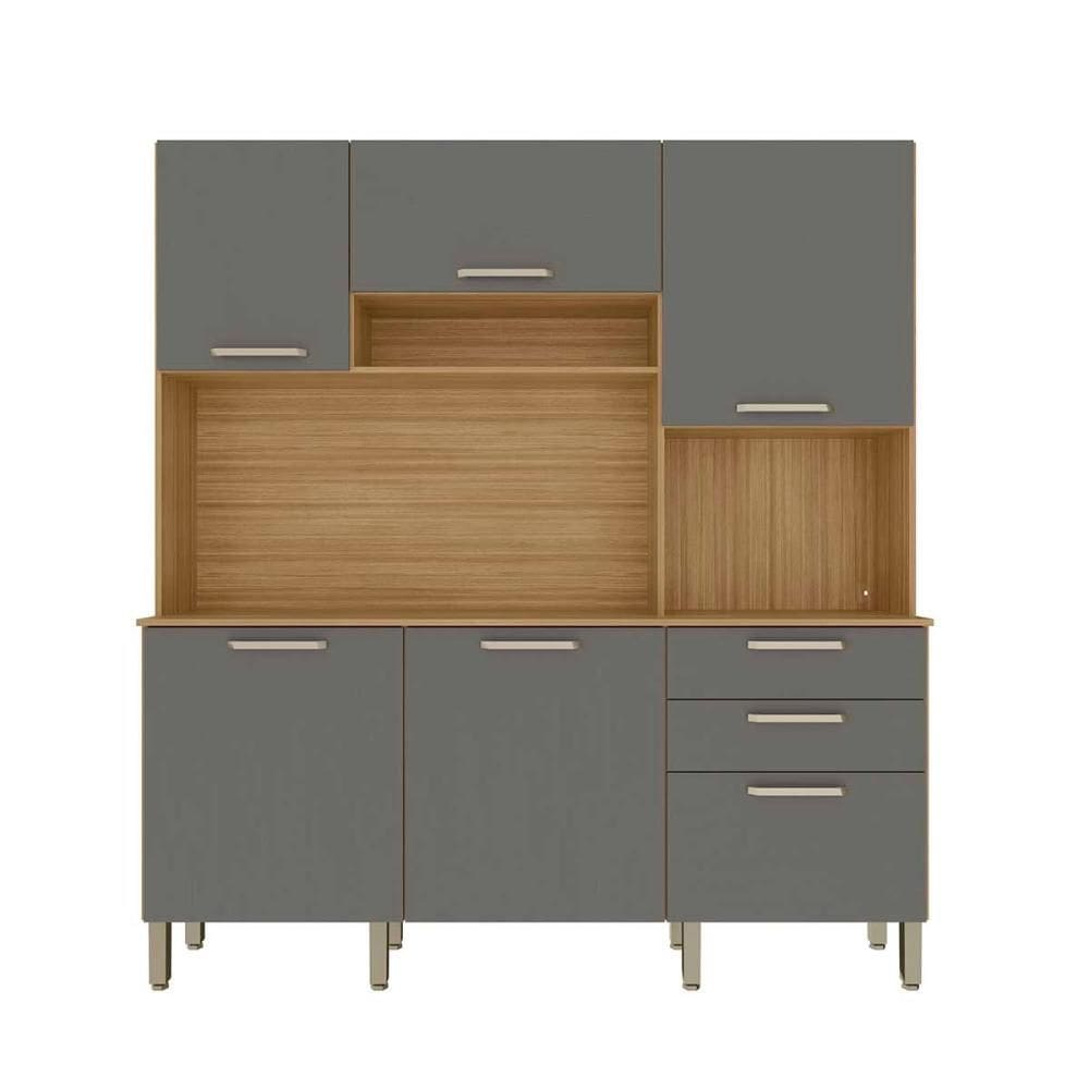 Armário de Cozinha com espaço para microondas nicho e 6 Portas Ferrara Kits Paraná