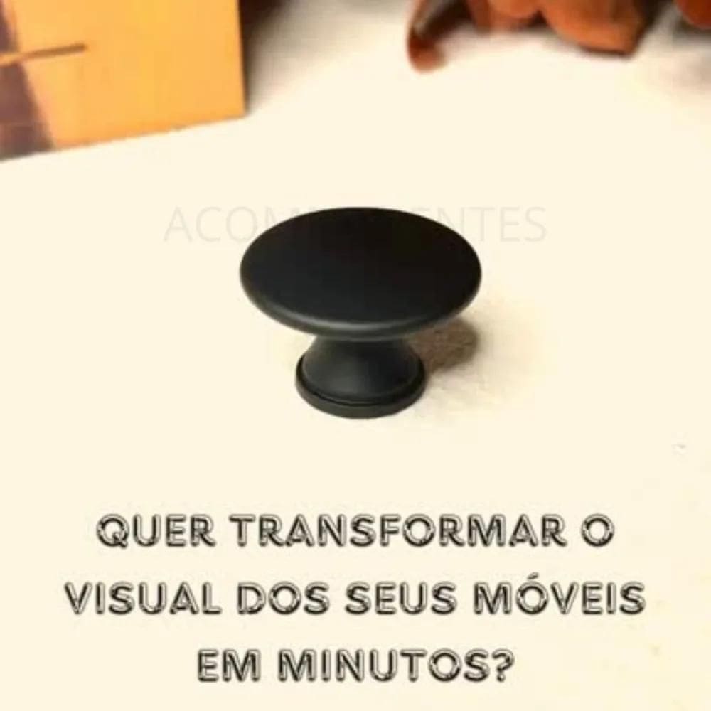 Puxador Preto Fosco Redondo/Armários/Gavetas 4 Unidades