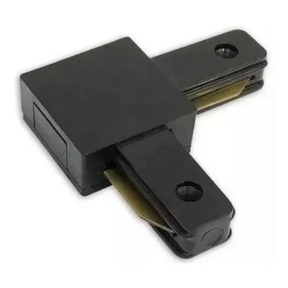 2X Conector Emenda L 90 Graus Preto Para Trilho Eletrifica