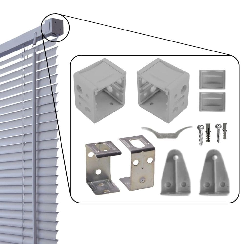 Conjunto Instalação Para Persiana Horizontal Em Pvc Cinza