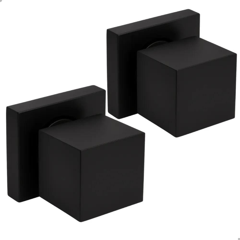 2X Kit 2 Acabamento Registro Quadrado Preto Fosco 100% Met