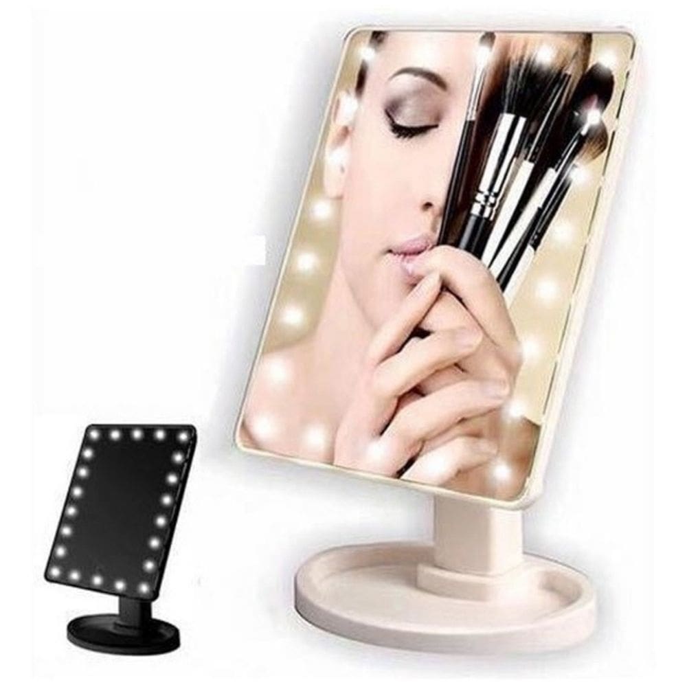 Espelho com luzes LED para maquiagem portátil