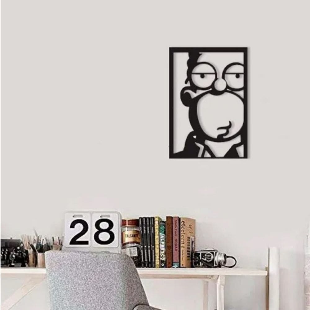 Pintura Decorativa Minimalista em MDF Wood Homer 30cm x 21cm