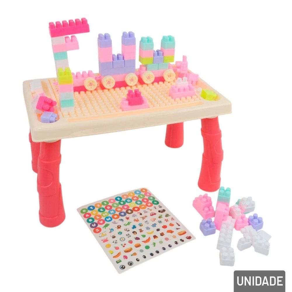 Mesa com Blocos de Montar 80 Peças Mega Inblox - Tudo em Caixa