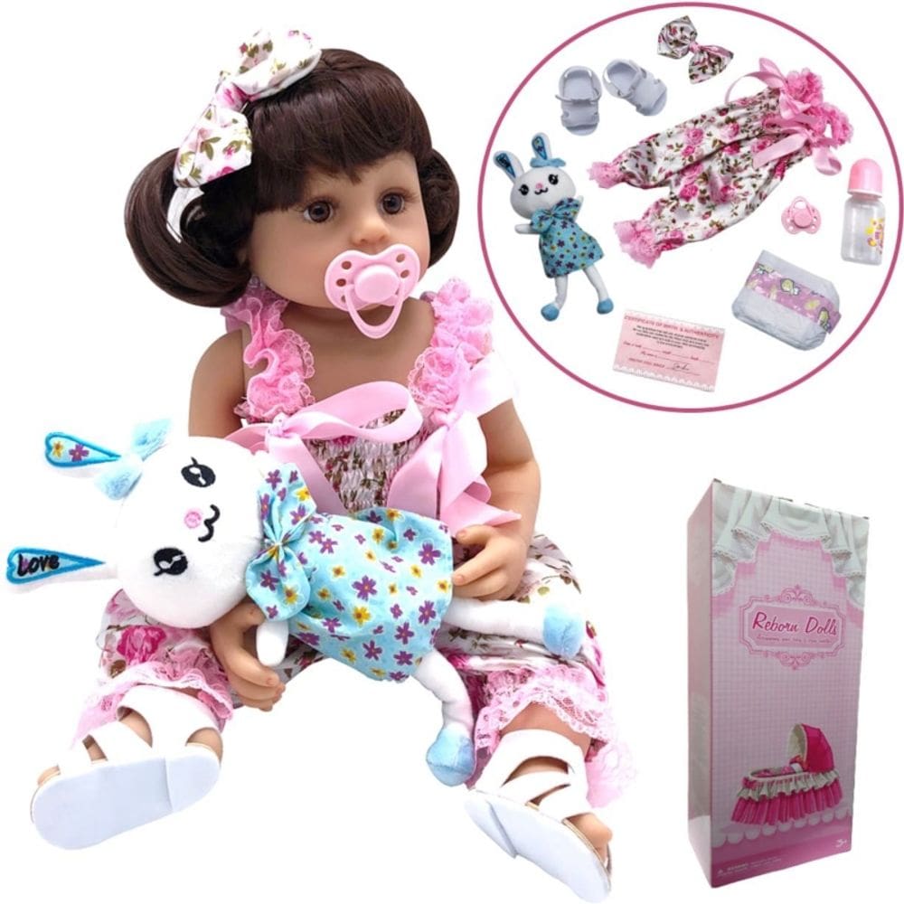 Boneca Reborn Realistic de 55 cm com 8 acessórios +3 anos