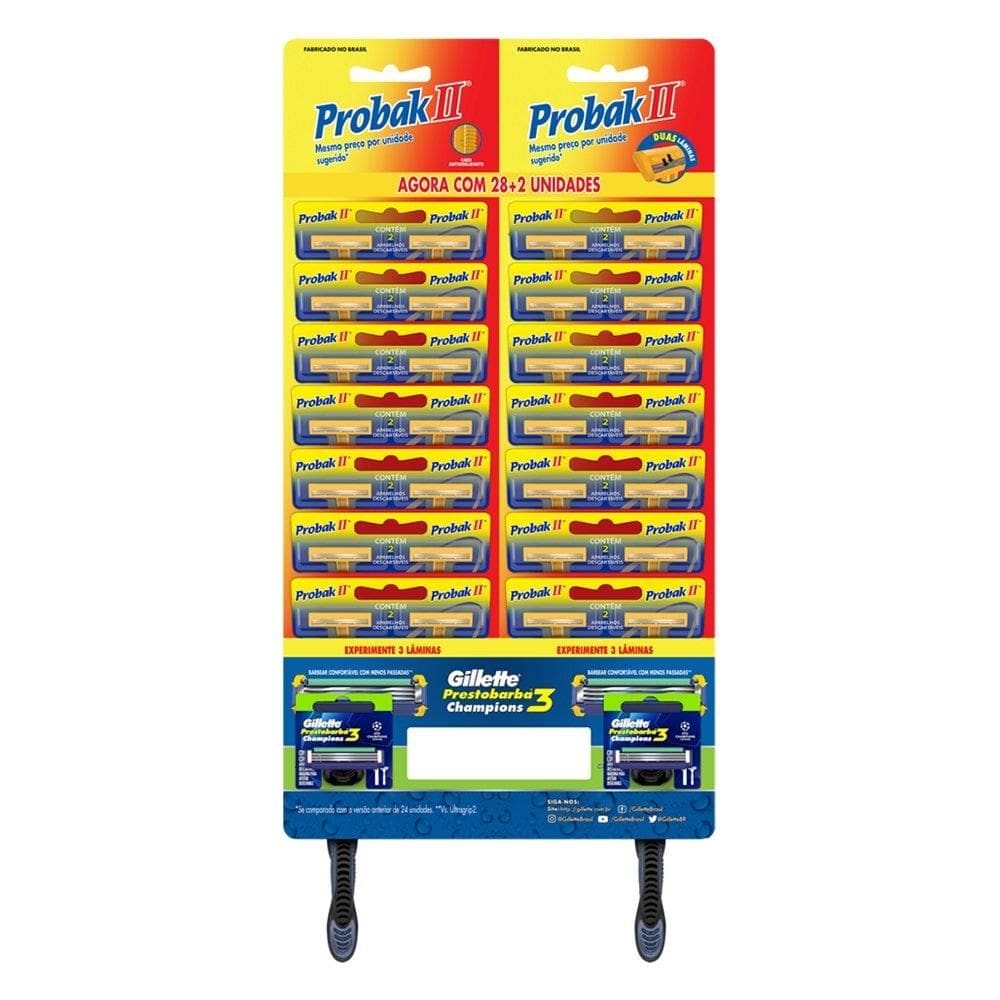 Aparelho Probak II 2 Embalagens com 14 Unidades + Aparelho Gillette Prestobarba 3 Champions Embalagem com 2 Unidades