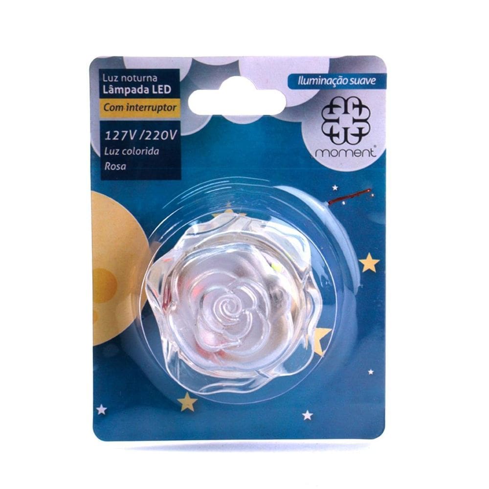 Luminária de Tomada Bivolt Rosa Branco - Tudo em Caixa