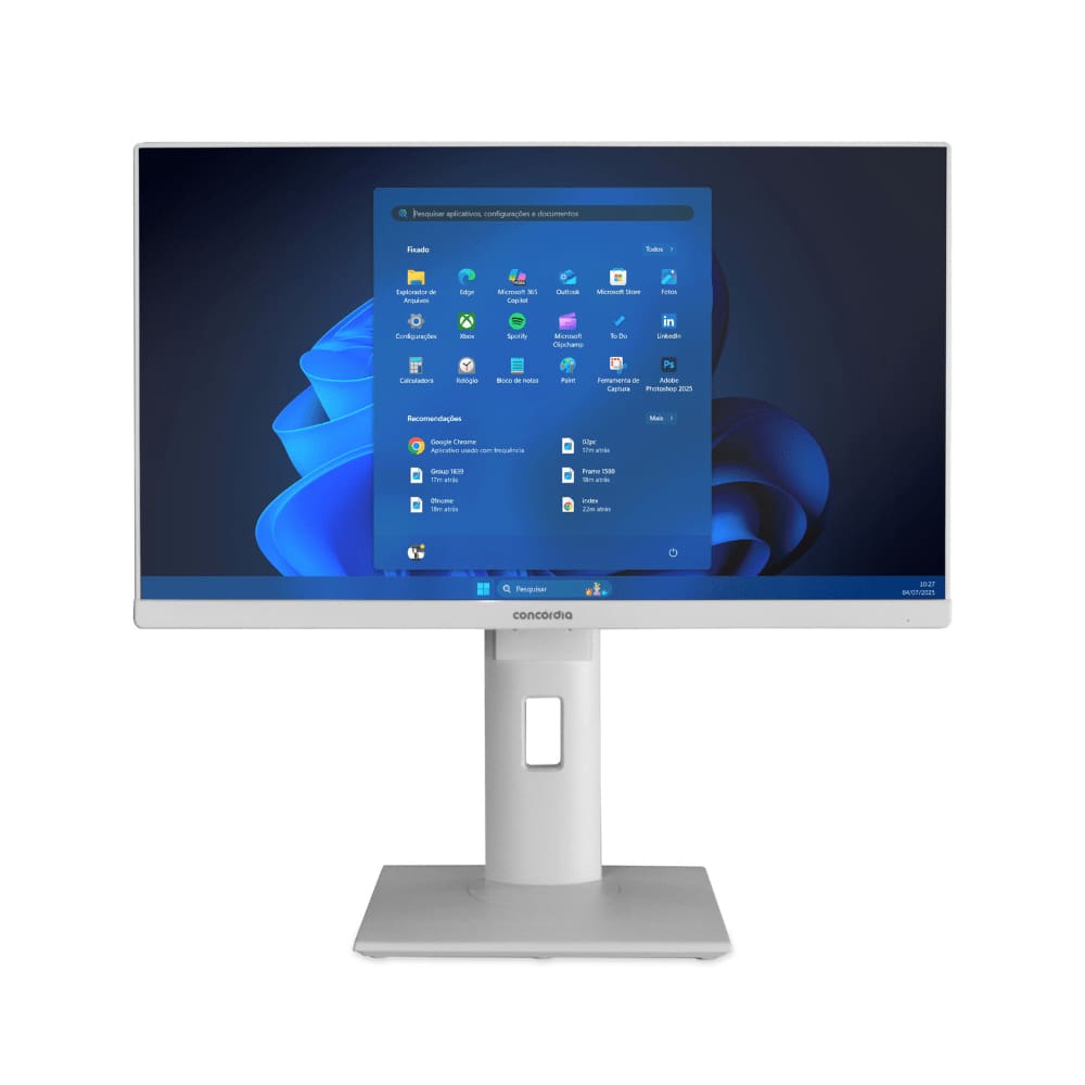 Computador All In One Concórdia Core i5 12400 8GB DDR4 SSD 256GB 23.8`` Full HD Webcam WiFi Branco