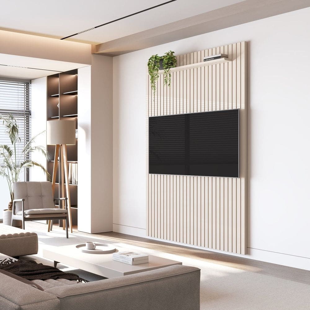 Painel para Tv 55 Polegadas Ripado Arbo 1.40 Off White