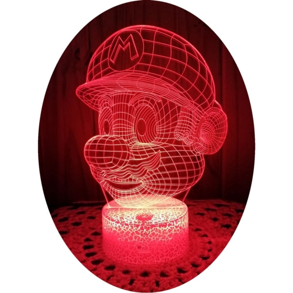 Lâmpada 3D Illusion Mario Bross LED de 7 cores com sensor de toque