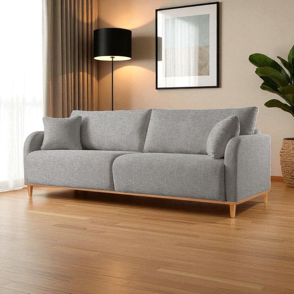 Sofá Fixo 3 Lugares Luxo 200cm Camila Cinza