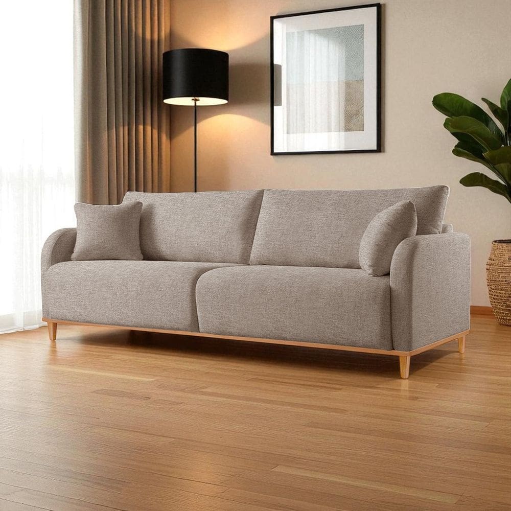 Sofá Fixo 3 Lugares Luxo 200cm Camila Cappuccino