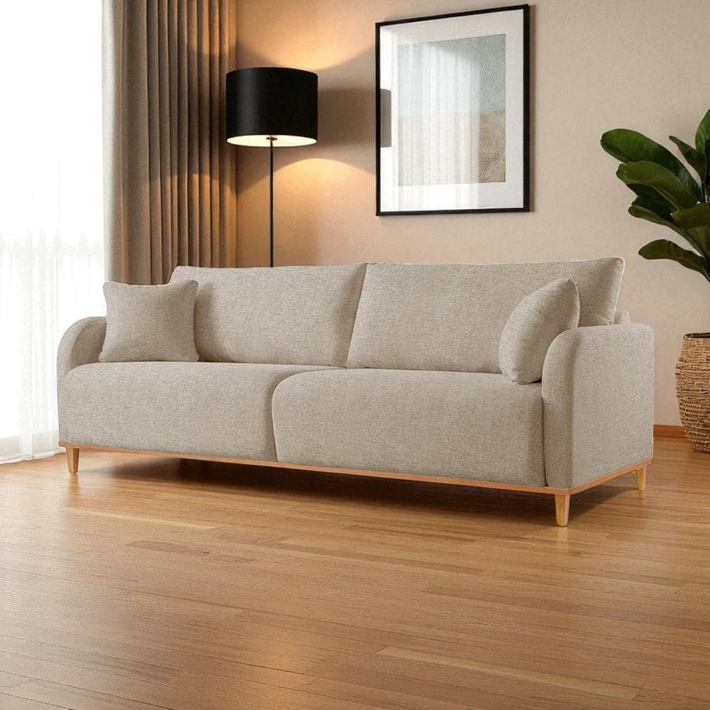 Sofá Fixo 3 Lugares Luxo 200cm Camila Bege