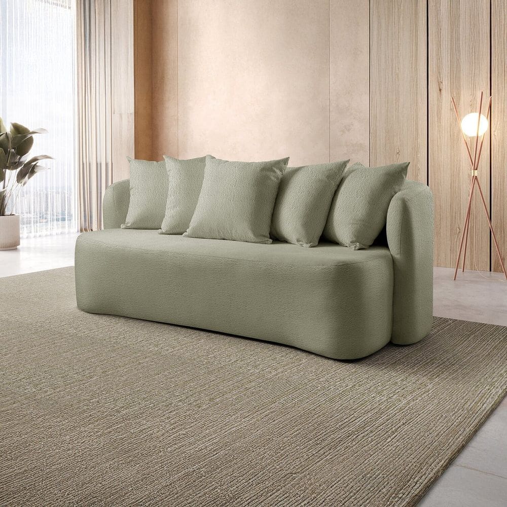 Sofá Curvo Orgânico 3 Lugares Orion Verde