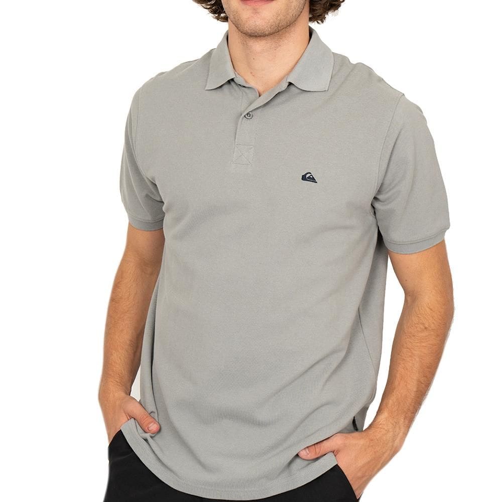 Camisa Quiksilver Polo Loia Embroidery SM26 Cinza Claro