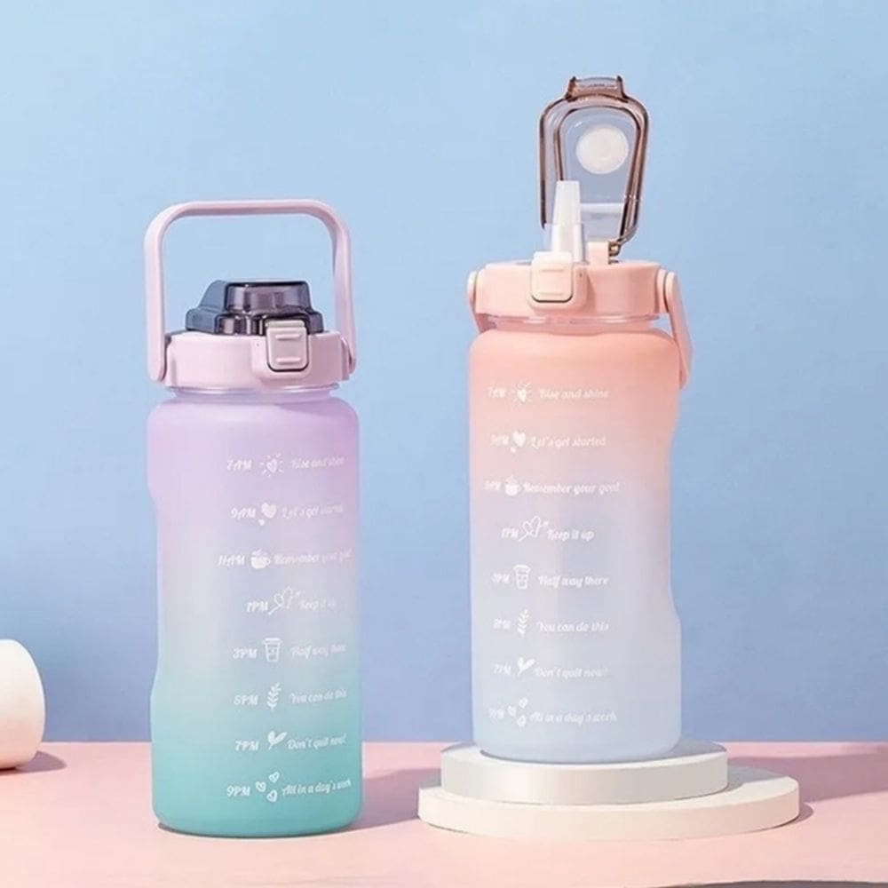 Garrafa de água motivacional de 2000 ml de plástico não tóxico sem BPA