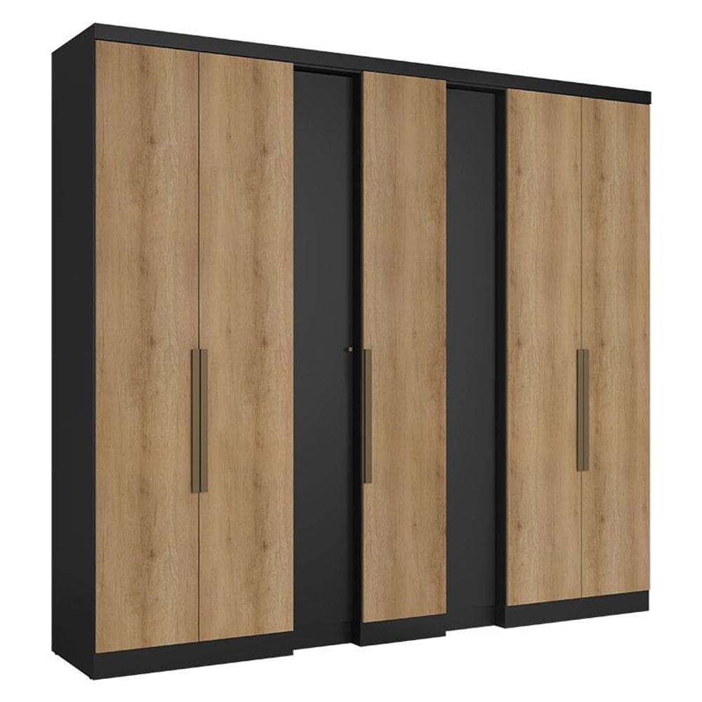Guarda Roupa Casal Selecto 7 Portas Preto Capuccino Acetinado - THB