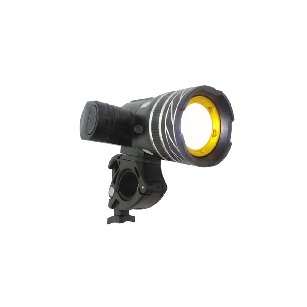 Luz dianteira de bicicleta com zoom recarregável LED 1200mAh preta