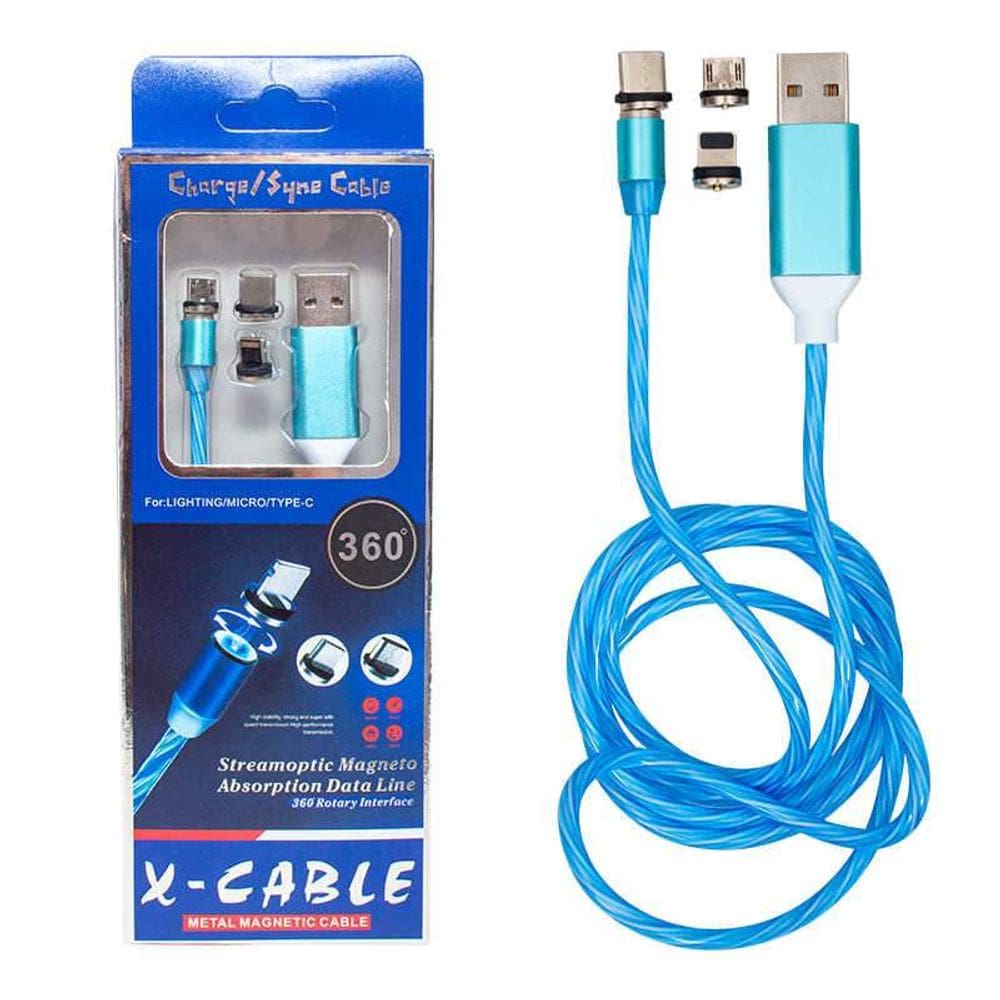 Cabo carregador magnético 3 em 1 tipo C Lightning Micro USB