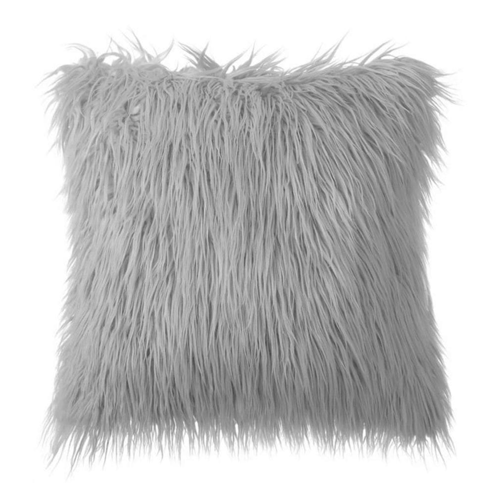 Capa de almofada para cabelos longos cinza 45x45cm