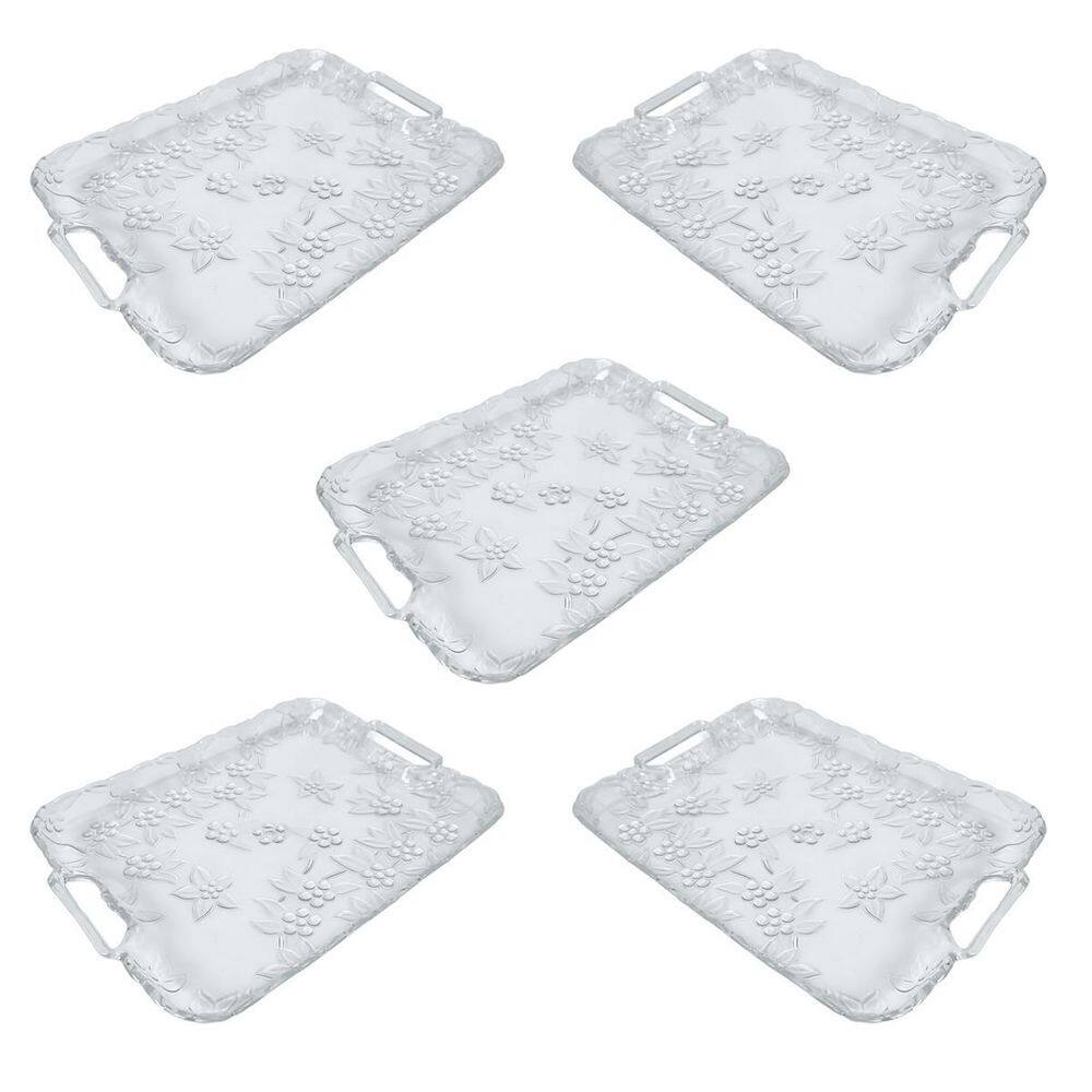 Kit 5 Bandeja Transparente Acrilico Retangular Decorativo