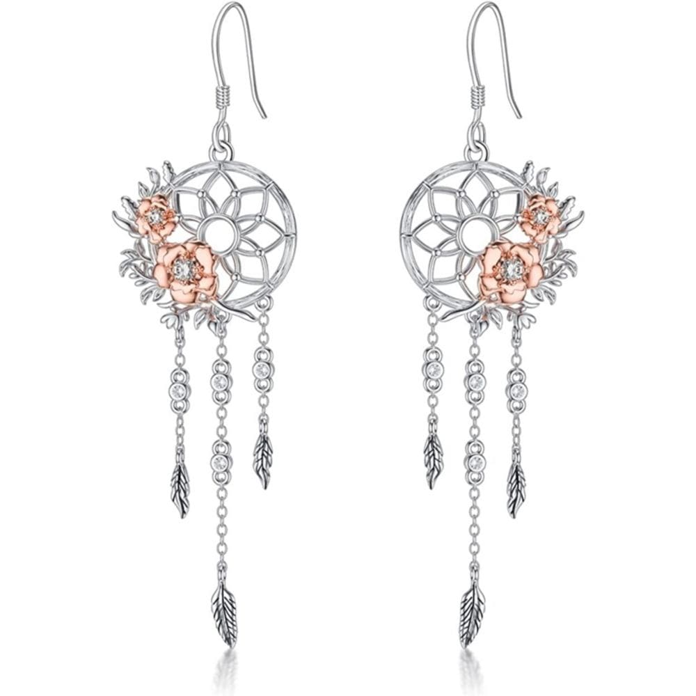 Brincos Dream Catcher em prata 925 com zircão para mulheres