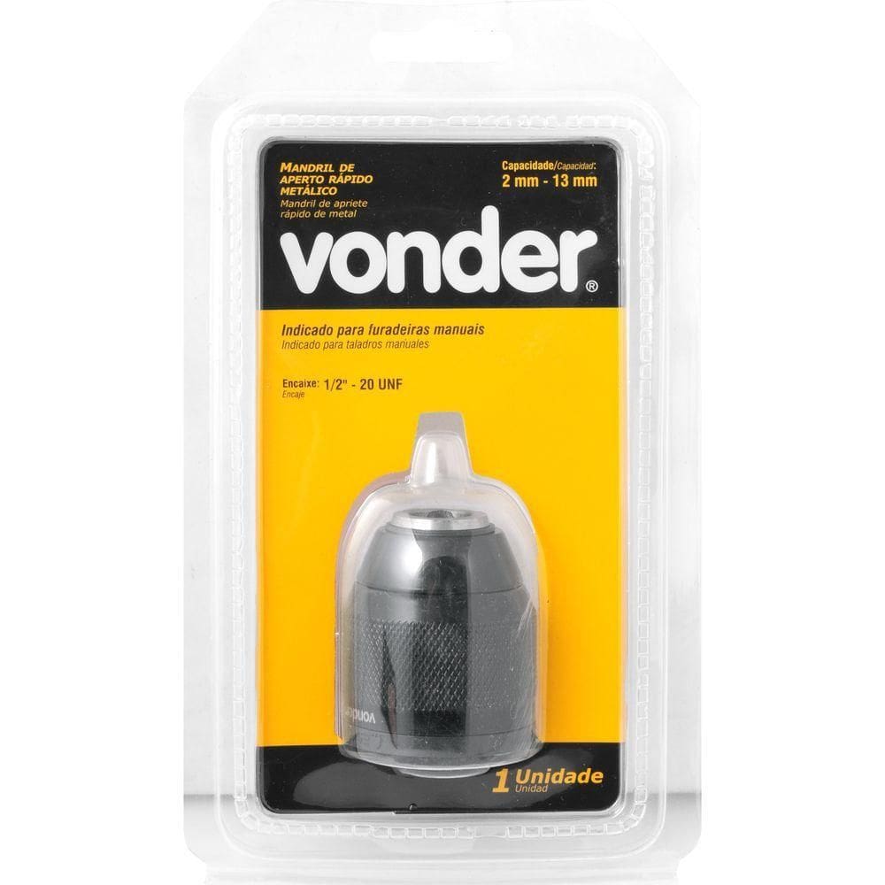 Mandril De Aperto Rápido Metálico 13 Mm - 1-2`` Rosca 1-2`` Vonder