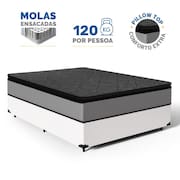 Cama Box com Colchão de Molas Ensacadas Pillow Top UmaFlex Vitta Casal 138cm