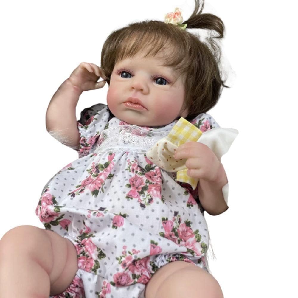 Bebê Reborn Menina, Olhos Abertos, Cabelo Fio A Fio Implantado, Realista
