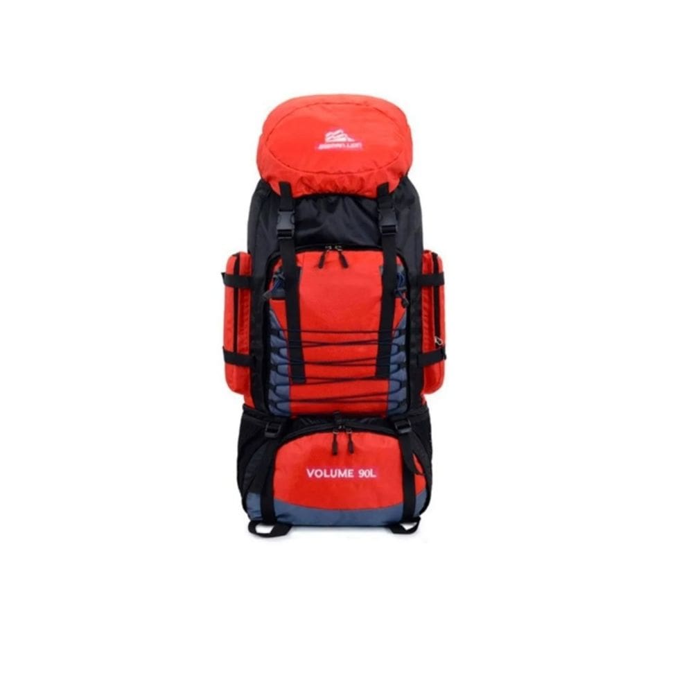 Mochila impermeável para acampamento e trekking 90L vermelha