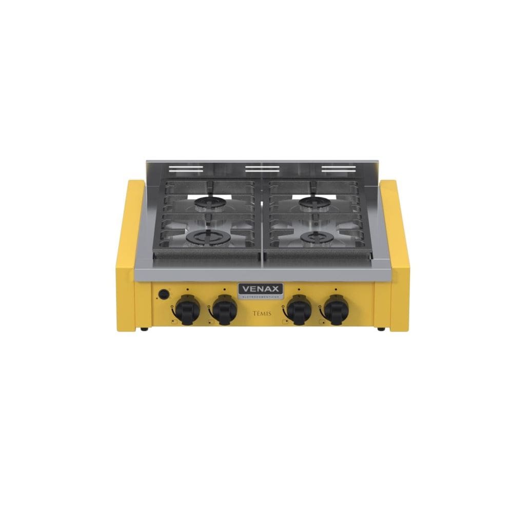 Fogao de Mesa de Embutir 4 Bocas Venax Temis Amarelo Gas Glp