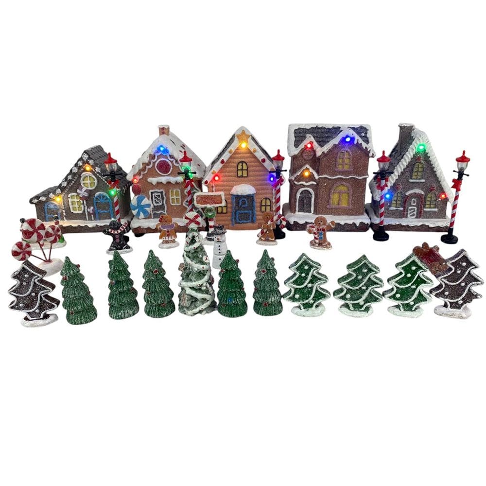 Cenario Vila Natalina Natal Casinha de Biscoito LED Boneco de Neve Arvore Pinheiro Decoraçao Festa Fim de Ano Evento