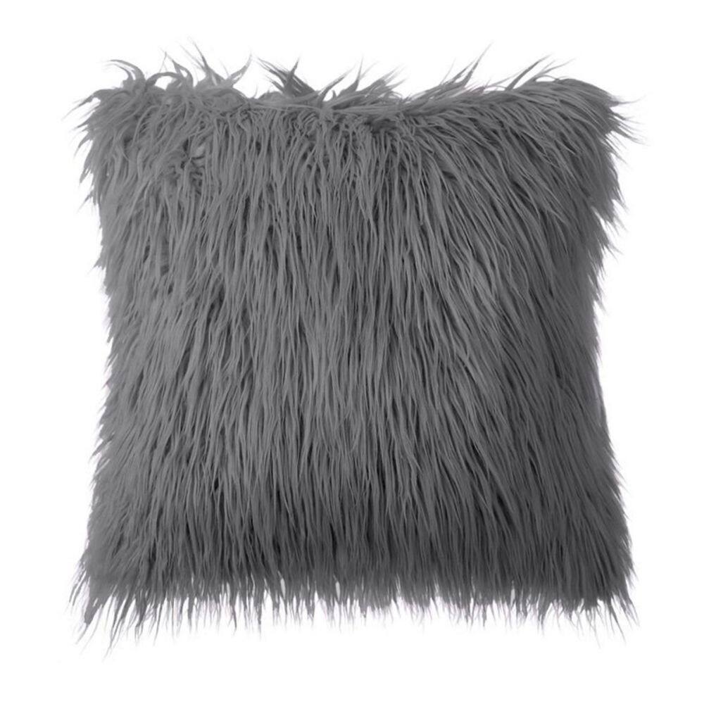 Capa de almofada para cabelos longos cinza escuro 45x45cm
