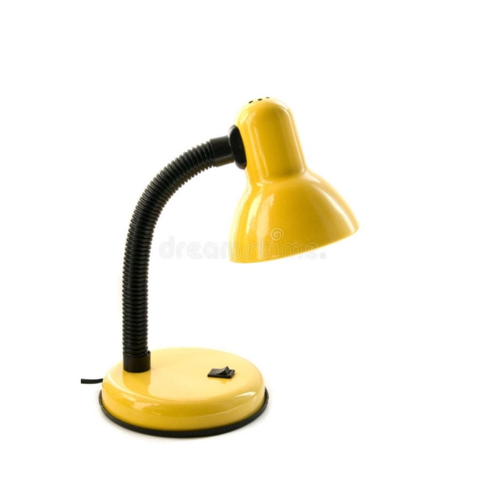 Lâmpada de mesa amarela com pescoço flexível e soquete LED Gift E27