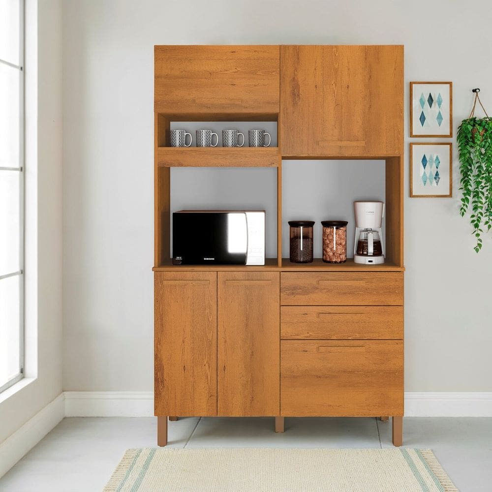 Armário de Cozinha 5 Portas e 2 Gavetas 100% Mdf Viena Espresso Móveis Cinamomo