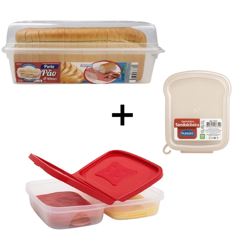 Kit Porta Misto Quente Porta Frios e Porta Pão de Forma