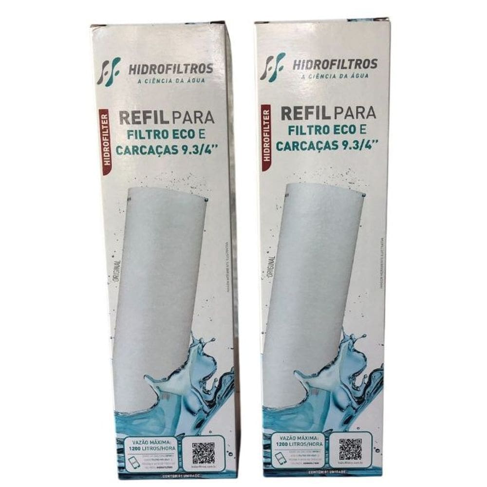 Kit 2 unidades Filtro Refil Cartucho Polipropileno Liso 9 3/4 Cavalete de Entrada Máquina de Lavar Ponto de Uso POU