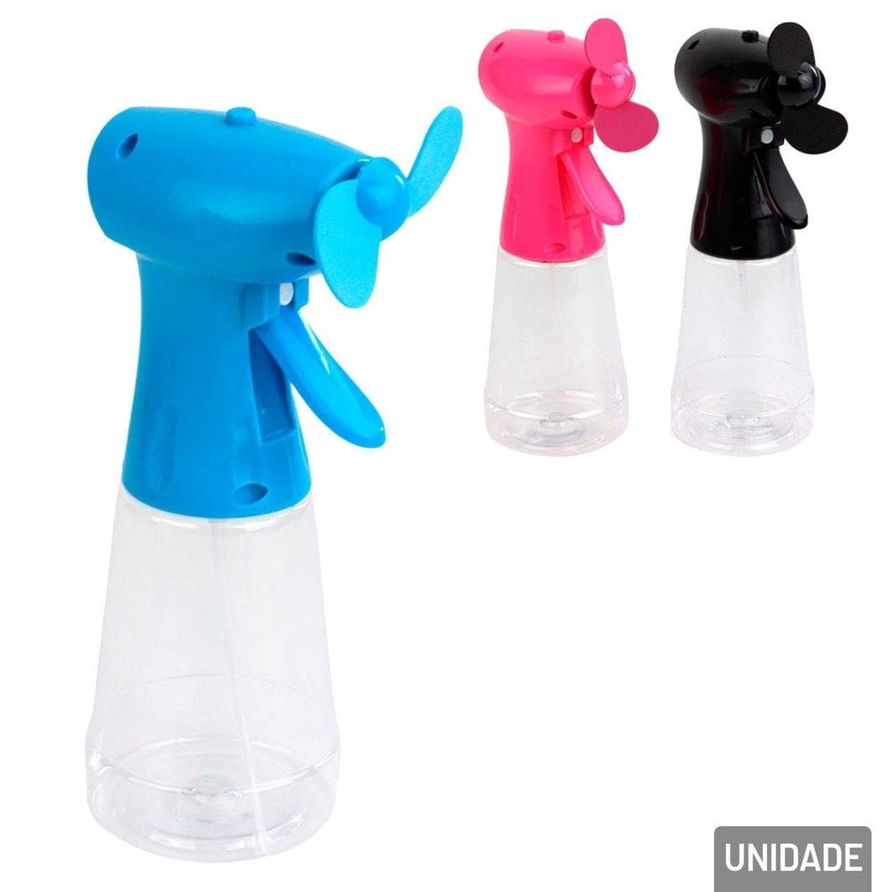 Mini Ventilador e Borrifador 350ml á Pilha Color - Tudo em Caixa