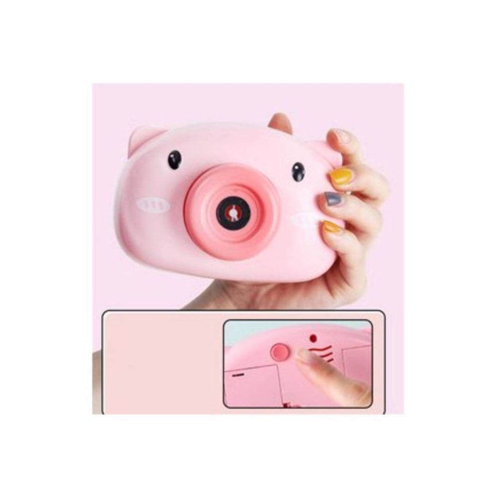 Câmera de máquina de fazer bolhas Pink Pig com líquido de bolhas