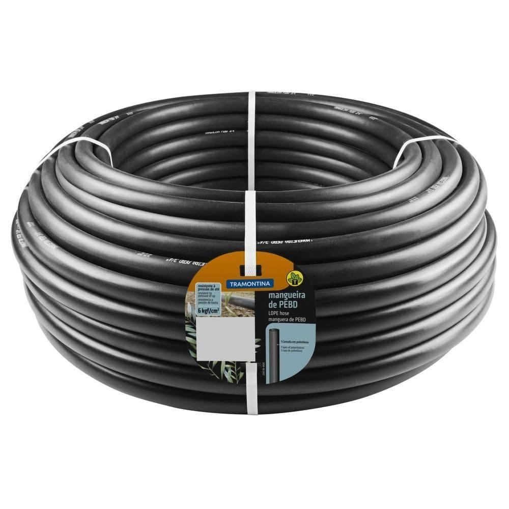 Mangueira Para Irrigação 3-4 Tramontina Preta Em Pebd 1 Camada 100 M - 2,0 Mm