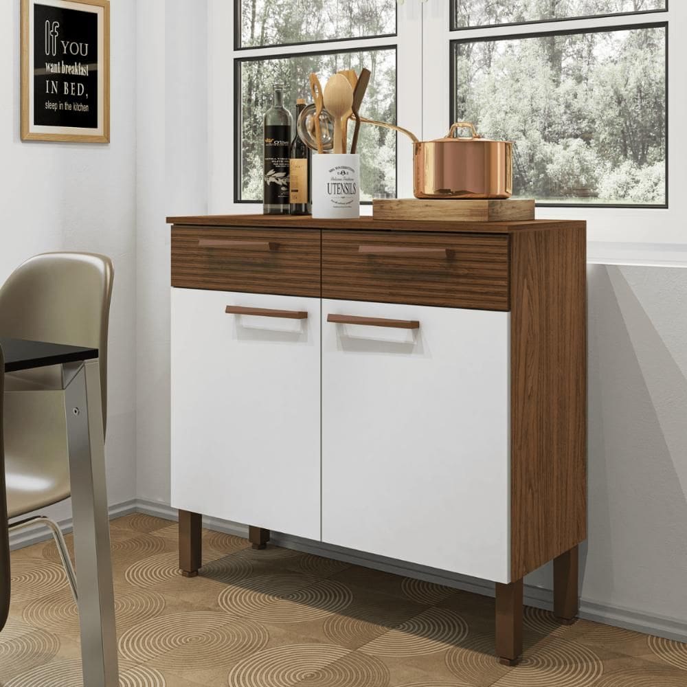 Balcão Marina Branco Nogueira Ripado