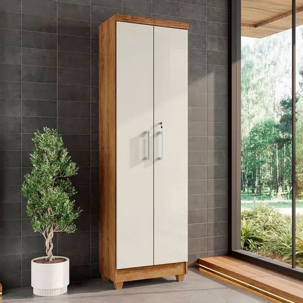 Armário Multiuso 2 portas com chave ISABELA CEDRO/AREIA