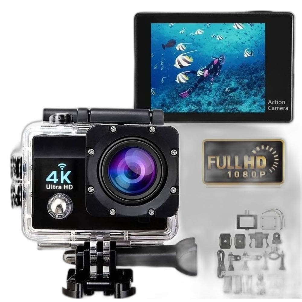 Câmera Filmadora Sport 4K Wi-Fi Com Acessórios