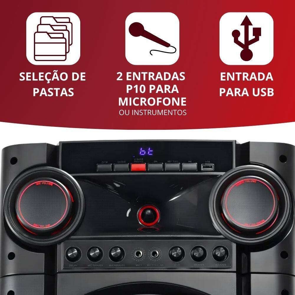 Caixa de som Torre Amplificada Polyvox XT-2000T | Extra