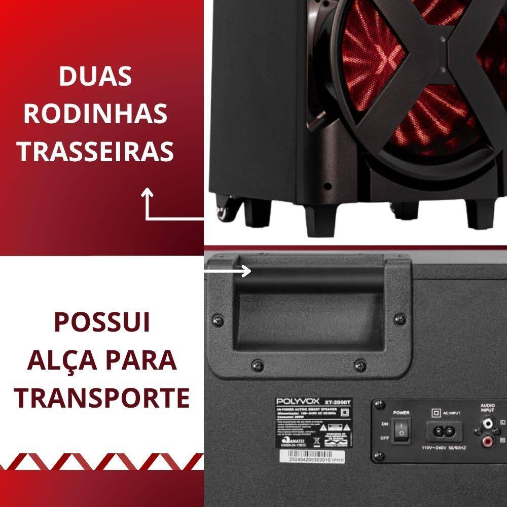Caixa de som Torre Amplificada Polyvox XT-2000T | Extra