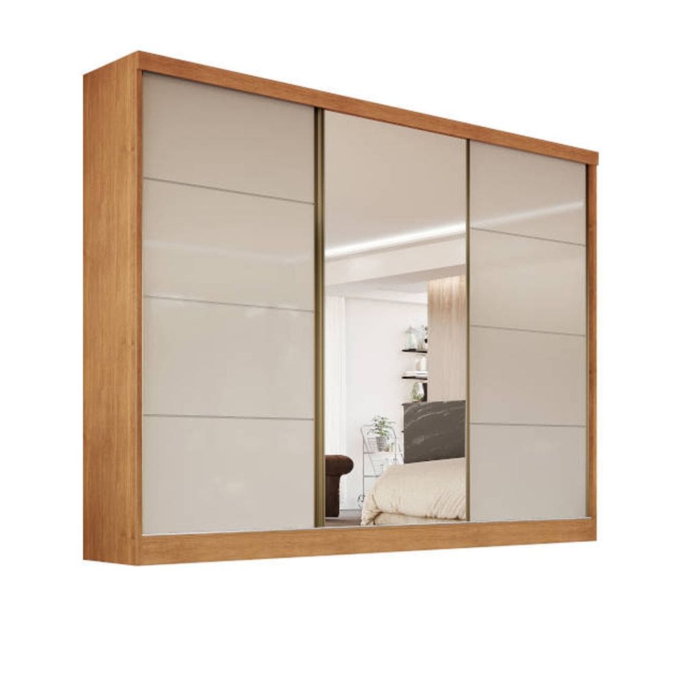 Guarda-Roupa 1 Portas Espelhada 6 Gavetas - Bergamo Bianchi