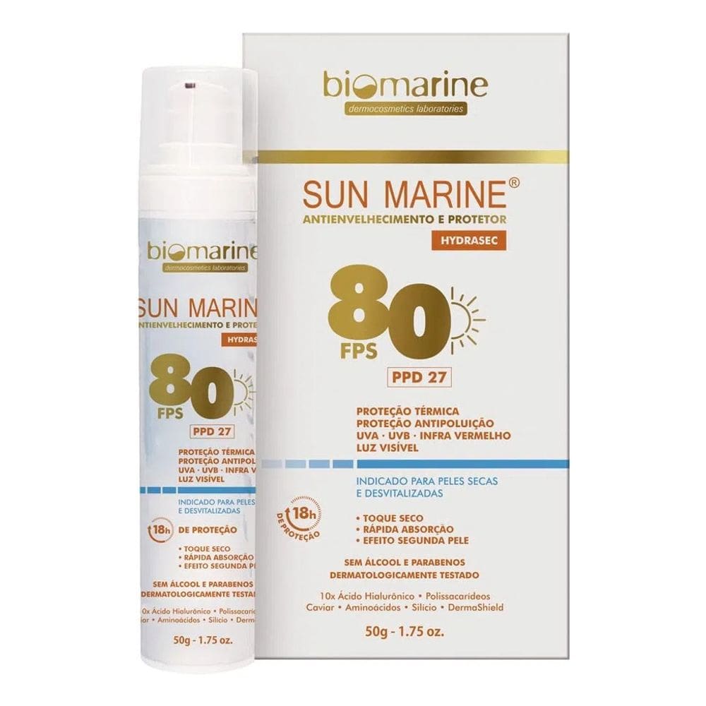 Protetor Solar Antienvelhecimento Sun Marine Fps80 Biomarine