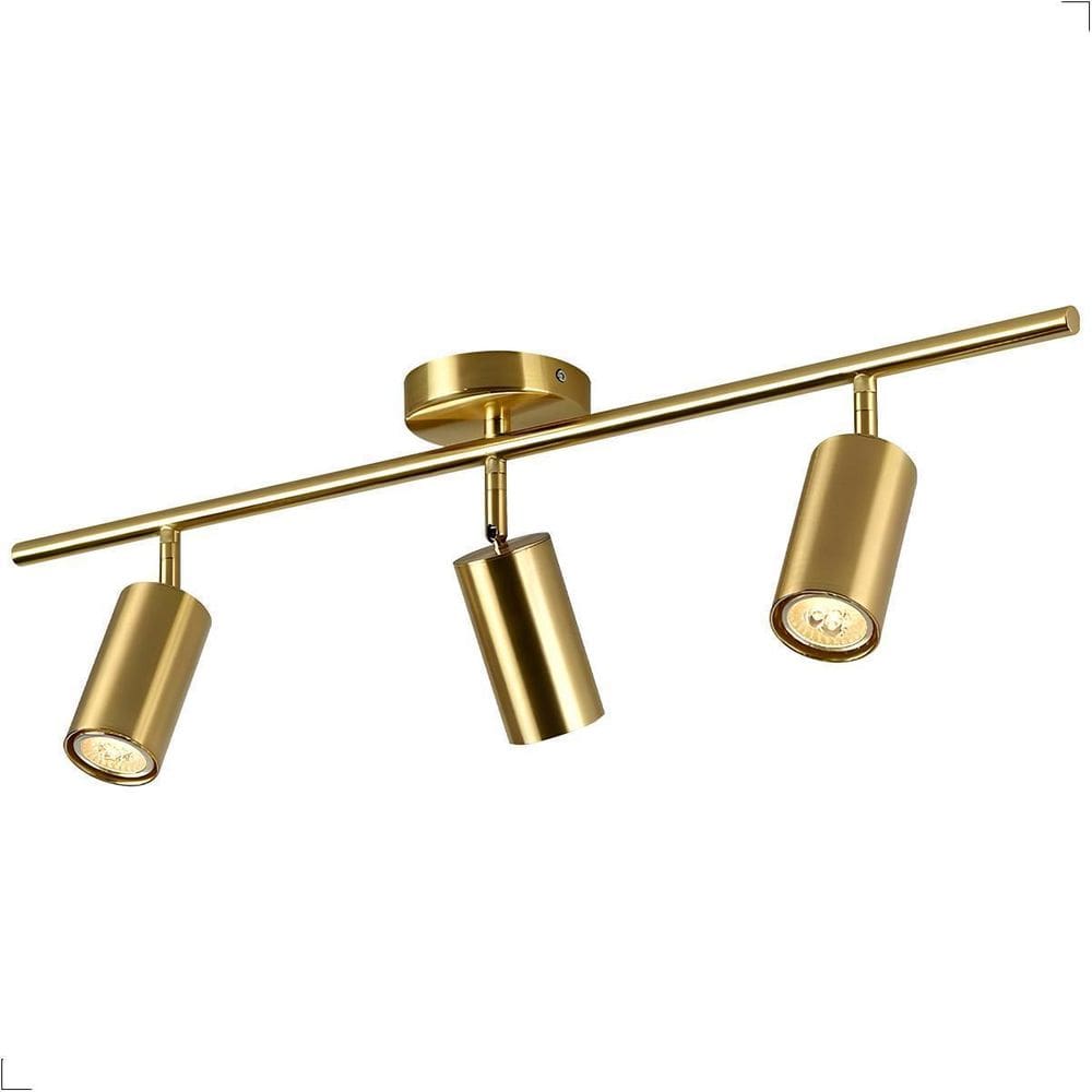 Luminária Teto Spot Triplo Orientável Sobrepor Gold Aluminio